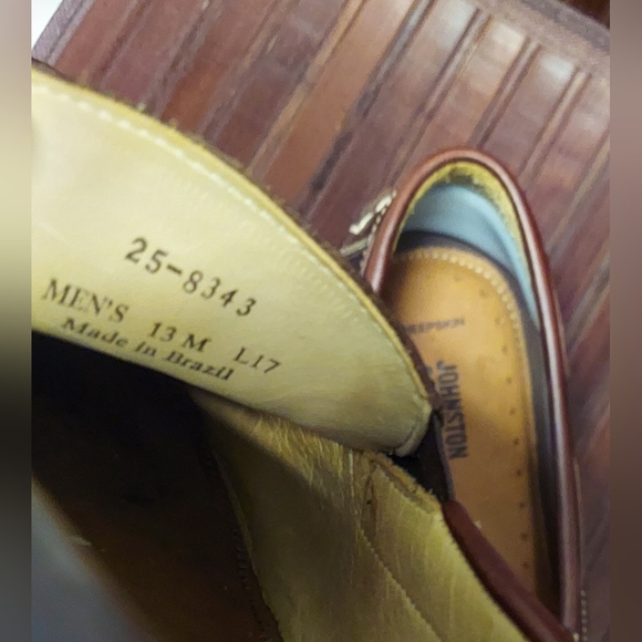 JOHNSTON & MURPHY SHEEPSKIN 25-8343 MEN'S DARK BROWN LEATHER LOAFERS SIZE 13 M - Picture 12 of 15